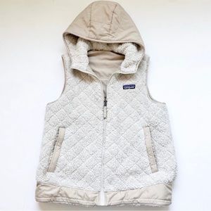 Patagonia Womens Los Gatos Hooded Vest Calcium Neutral Tan Jacket Fleece quilted